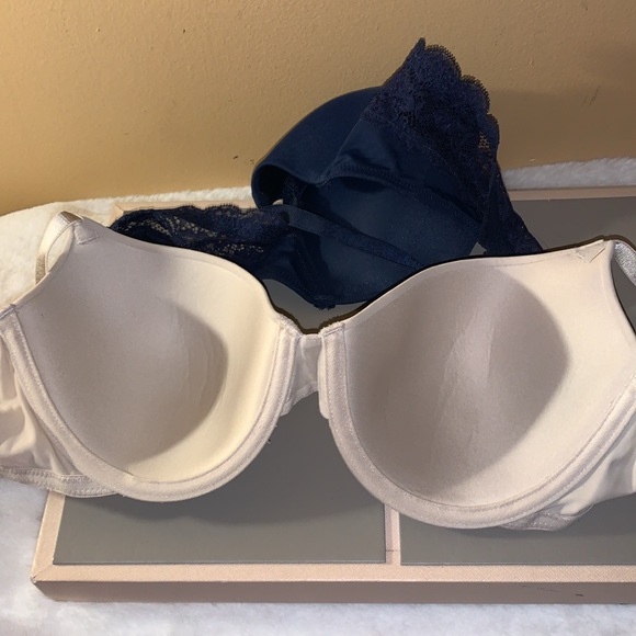 🦋 ELLEN TRACY T-Shirt Bras (Navy and Beige) NWT 38B - Picture 11 of 15